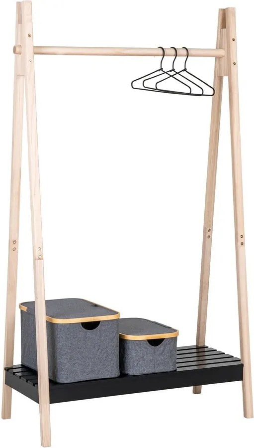 Čierny stojan na oblečenie z masívu pavlovnia Torino - House Nordic