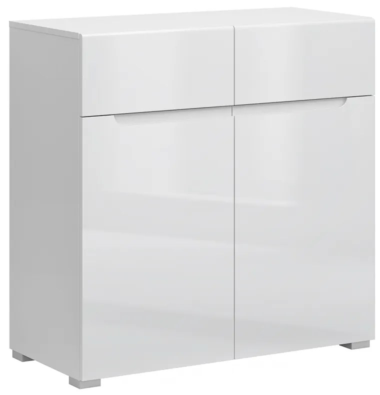 Komoda 2D2S, biela/biely extra vysoký lesk HG, JOLK