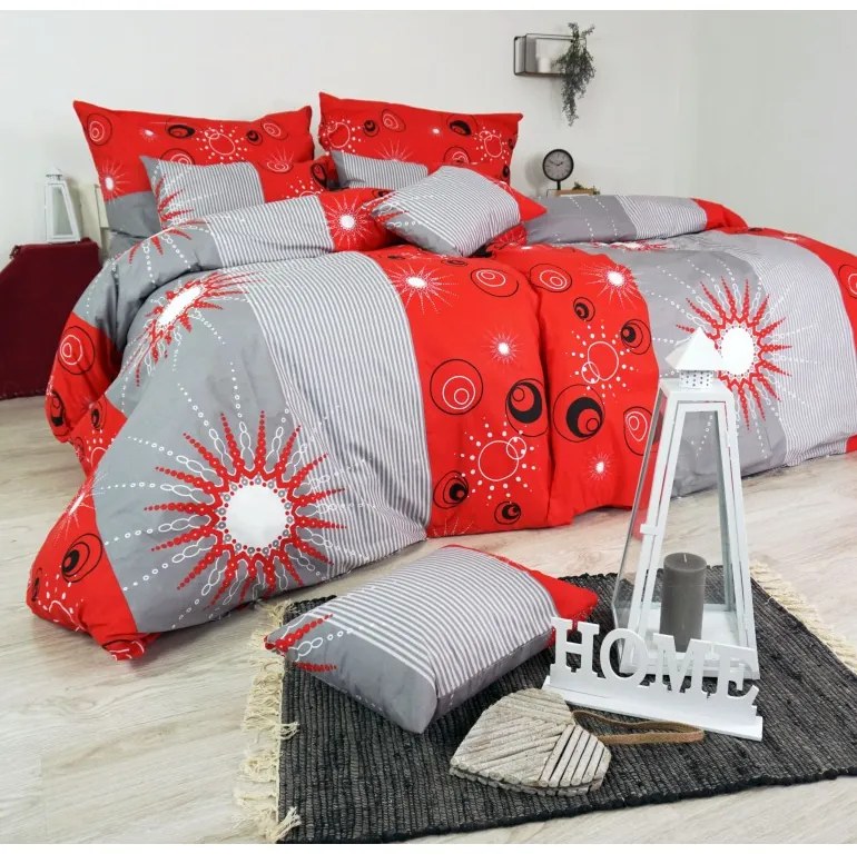 Obliečky bavlnené Tilia červené EMI, Štandardný set jednolôžko obsahuje 1x 140x200 + 1x 70x90