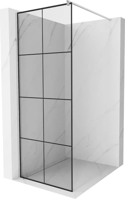 Mexen Kioto sprchová zástena 90x200 cm 8 mm, chrómový profil, sklo čierny vzor 1, 800-090-101-01-77