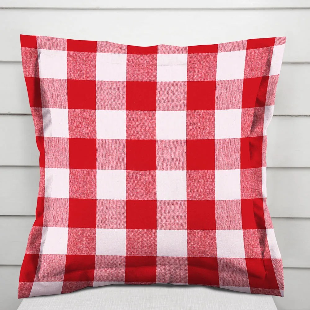 Biante Bavlnená obliečka na vankúš s lemom Olivia OL-016 Červeno-biela kocka veľká 35 x 45 cm