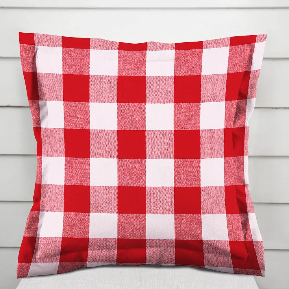 Biante Bavlnená obliečka na vankúš s lemom Olivia OL-016 Červeno-biela kocka veľká 40 x 40 cm
