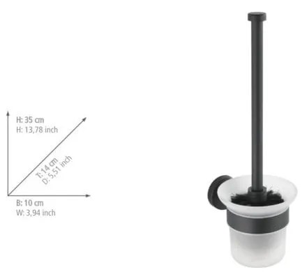 Matne čierna samodržiaca sklenená WC kefa Bosio – Wenko