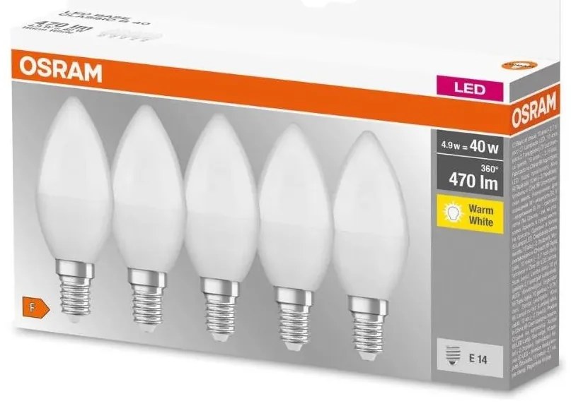 SADA 5x LED Žiarovka BASE B40 E14/4,9W/230V 2700K - Osram
