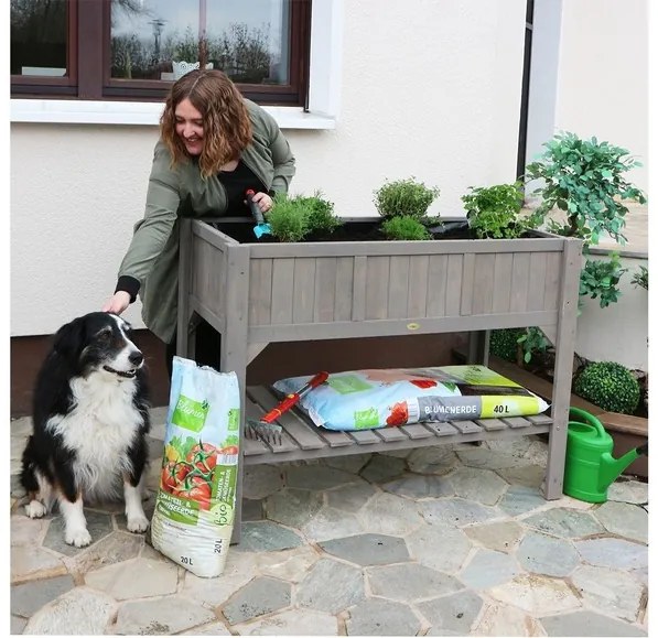 Habau Vyvýšený záhon s odkladacou plochou (tmavosivá)  (100274945)