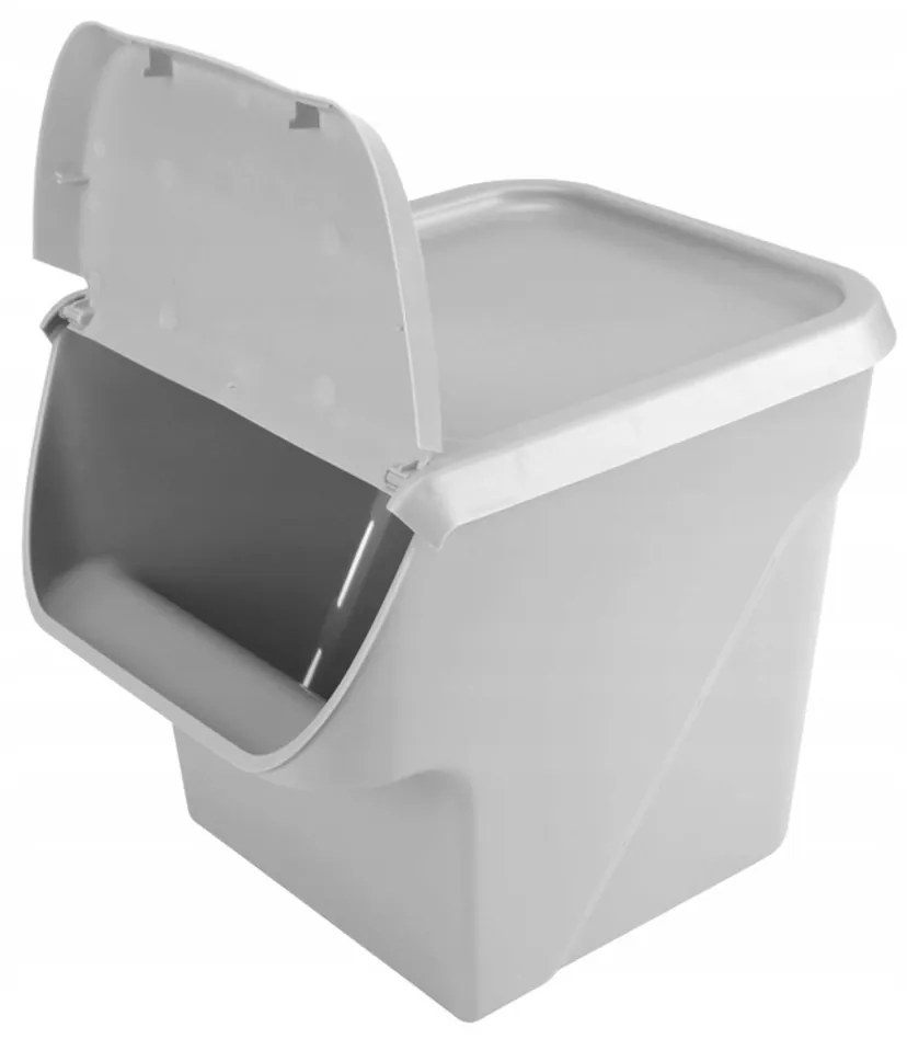 Úložný box na zemiaky a cibuľu s vetraním, VEGBOX sivý (14l - 10kg zemiakov)