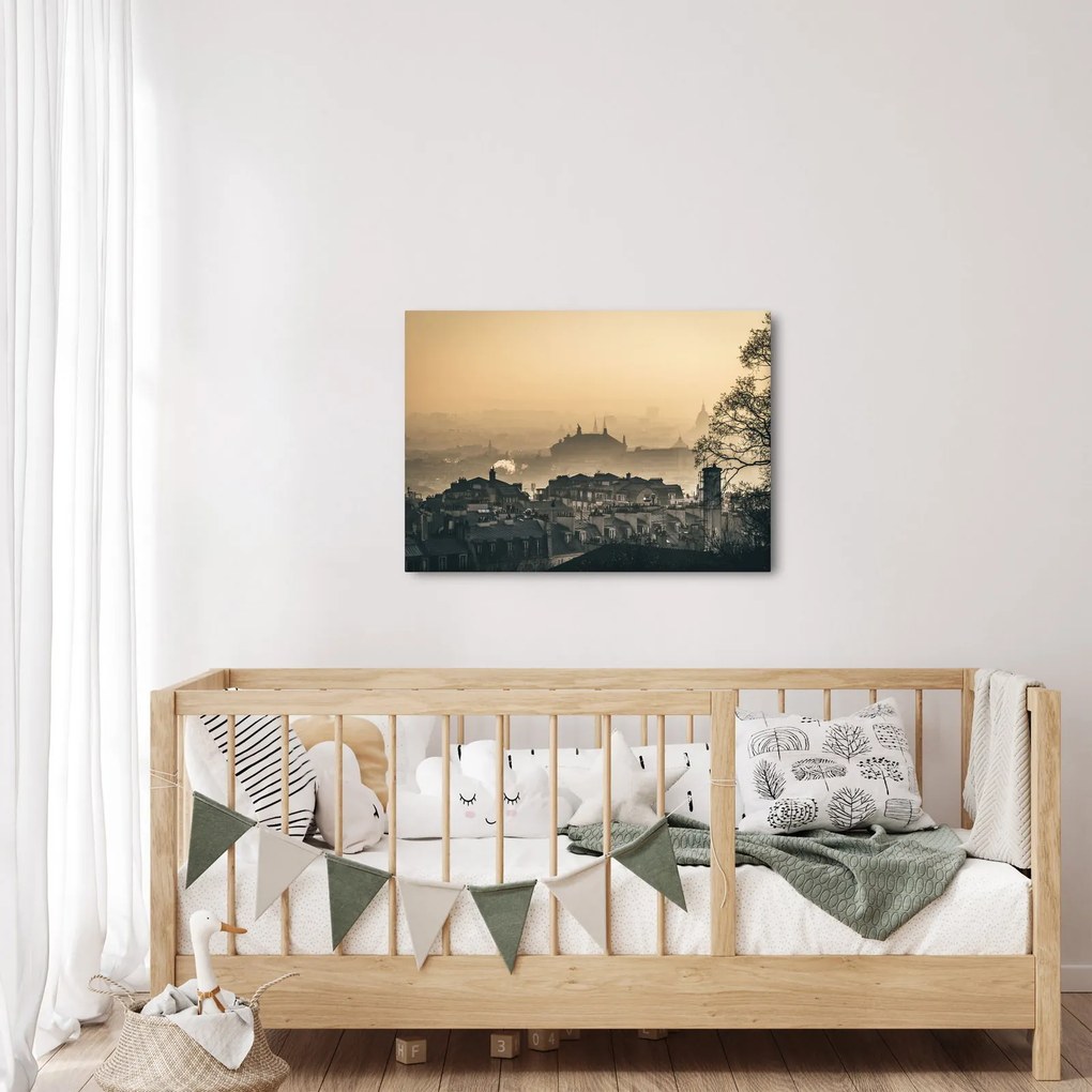 Obraz - Mesto pod hmlou (70x50 cm)