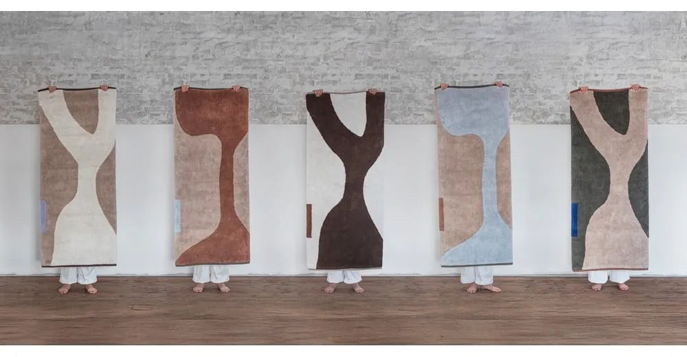 Bavlnený prateľný koberec vo svetlomodrej a béžovej farbe 50x80 cm Figura – Mette Ditmer Denmark