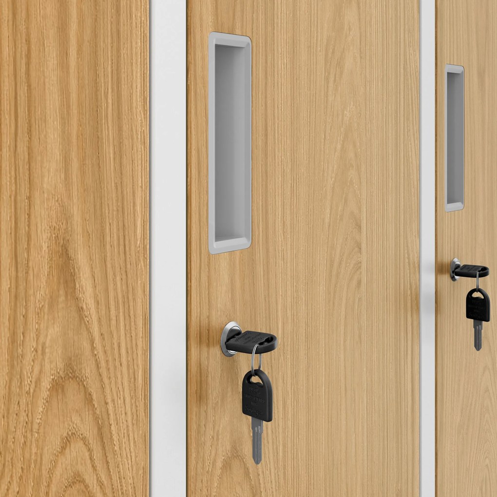 Sociálna pracovná skrinka biela/zlatý dub: Eco Design 6-dverová IGOR