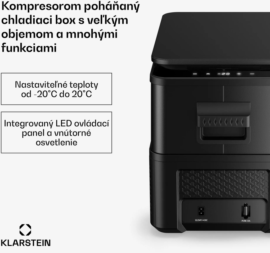 Klarstein Arctiq chladiaca box | S kompresorom | 27 litrov | 36 plechoviek | -20 - 20 °C | Čierna | 60 cm