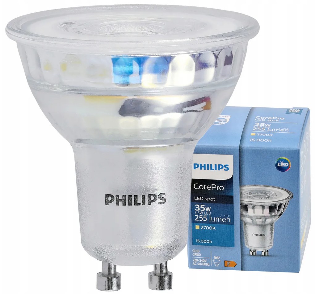 LED žiarovka Philips GU10 - 3,5 W - 255Lm - teplá biela 2700K - CorePro Premium