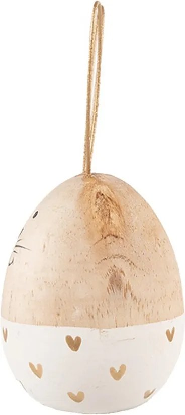 Bielo-hnedá dekoratívna figúrka vajcia králik - Ø 6x14 cm