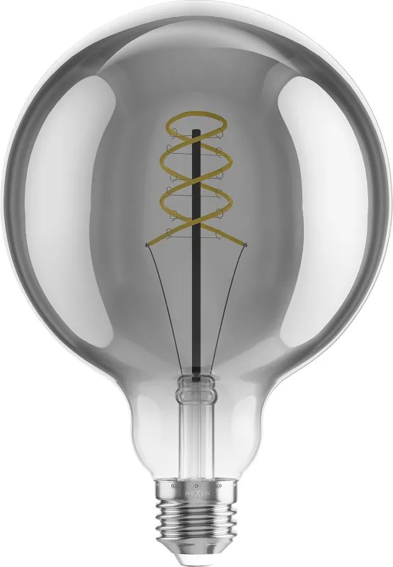 Mexen Vintis, LED žiarovka špirála E27, G125, 6W, Teplá - 2200K, 350 lm, dymová - L168-E27-0622-70