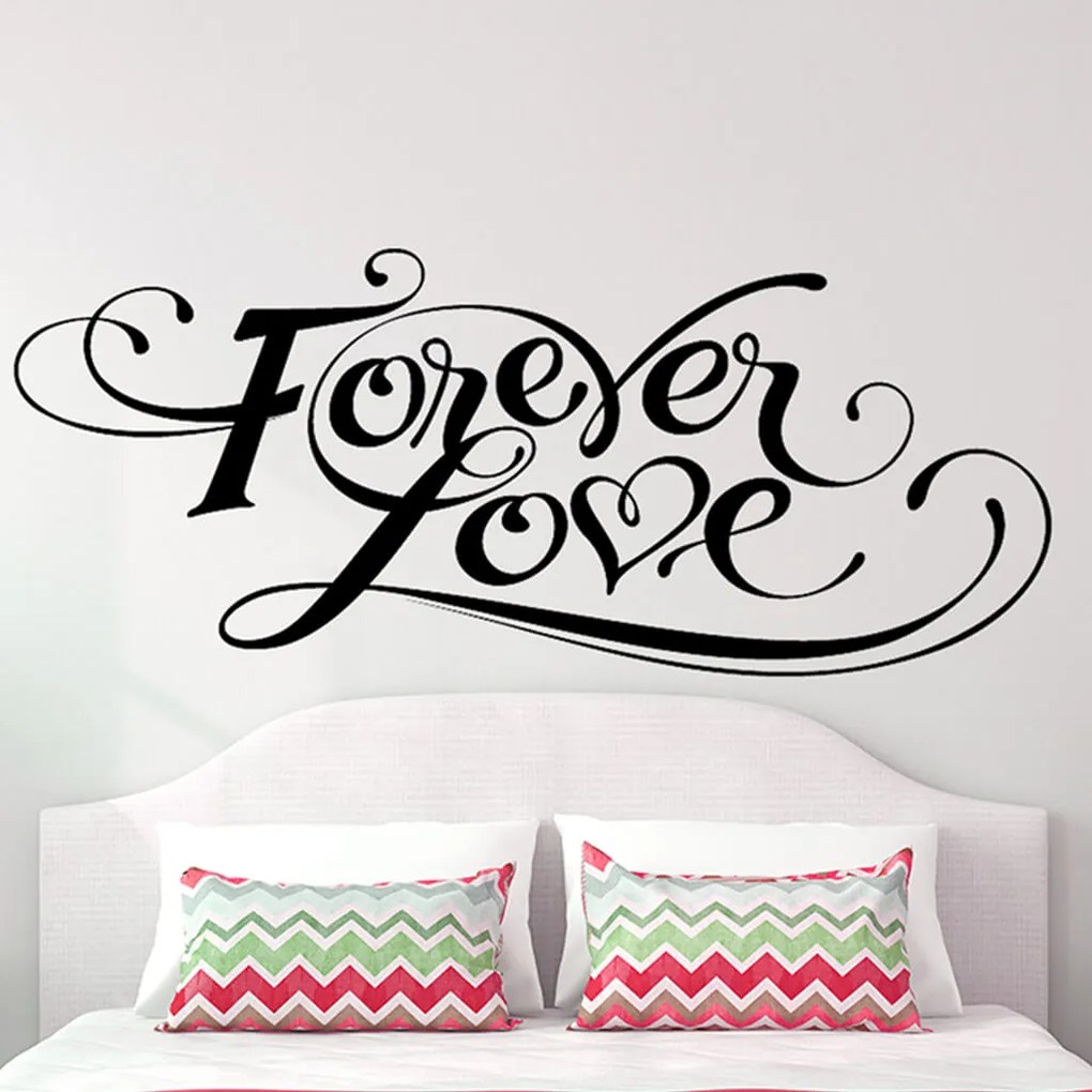 Veselá Stena Samolepka Forever love Farba: růžová, Veľkosť: 40 x 18 cm