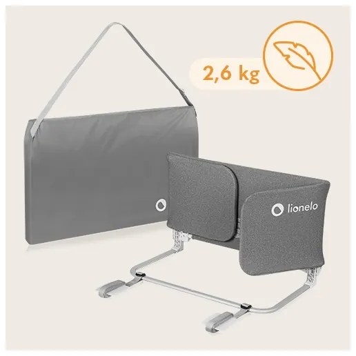 Lionelo - Bezpečnostná zábrana na posteľ LORA XL tmavosivá