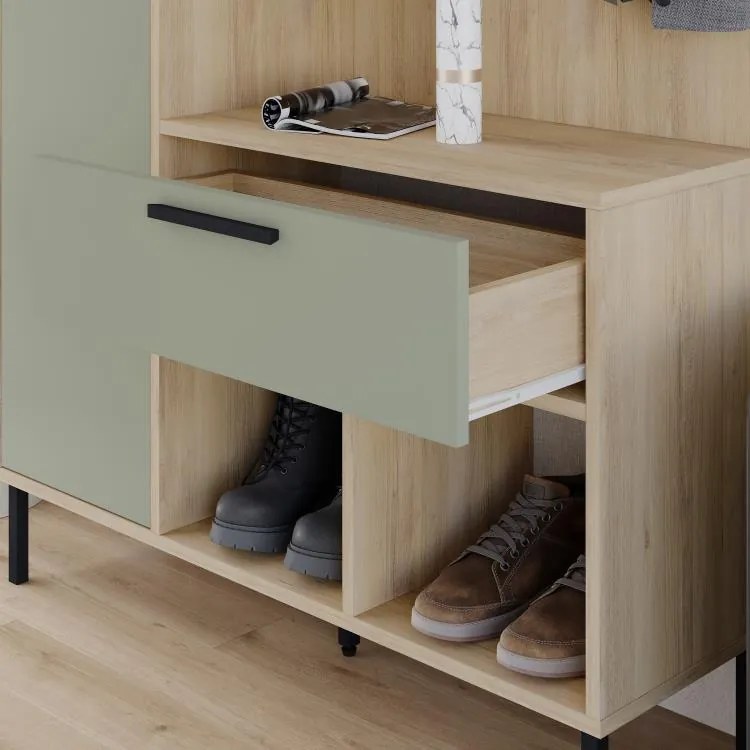 Predsieňová stena Houseland Acton dub safírový/popolavá zelená