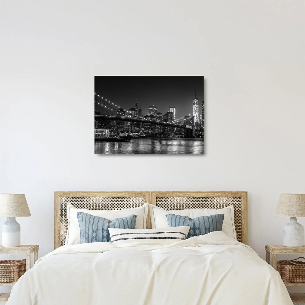 Sklenený obraz Brooklyn mosta v New Yorku (70x50 cm)
