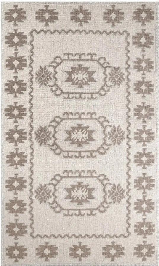Krémový koberec s prímesou bavlny Yoruk Coffee, 60 × 90 cm