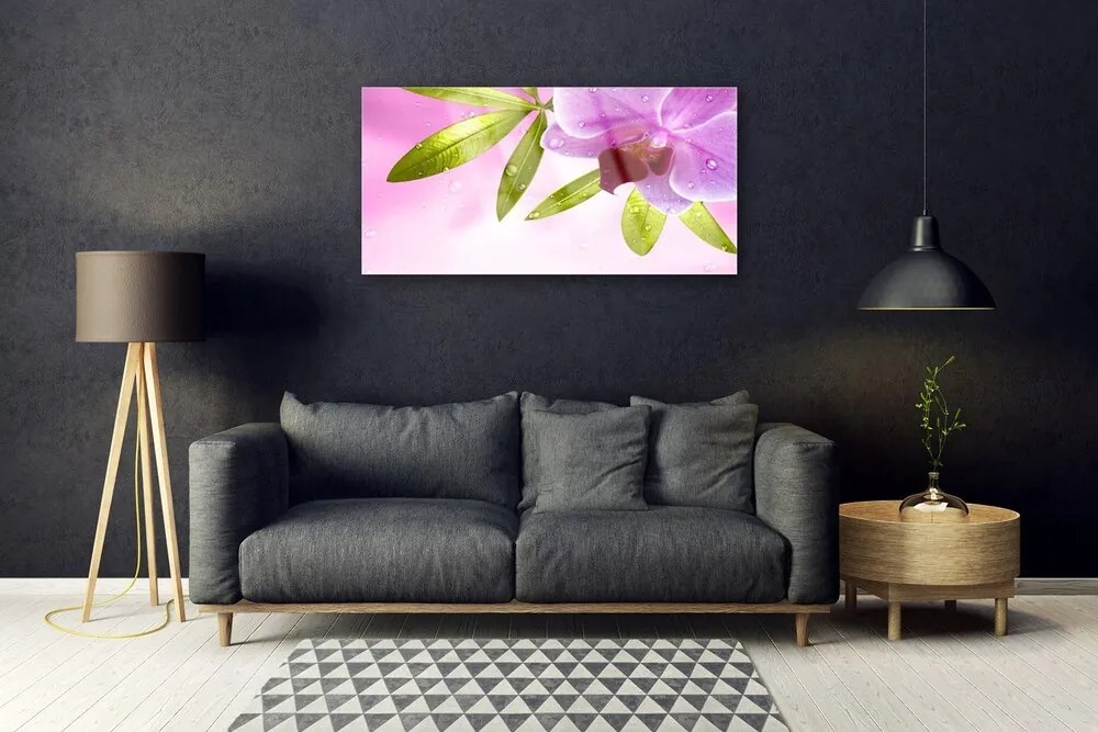 Obraz na skle Kvet listy rastlina 140x70 cm