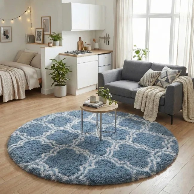 Protišmykový koberec DECOR strieborný kruh