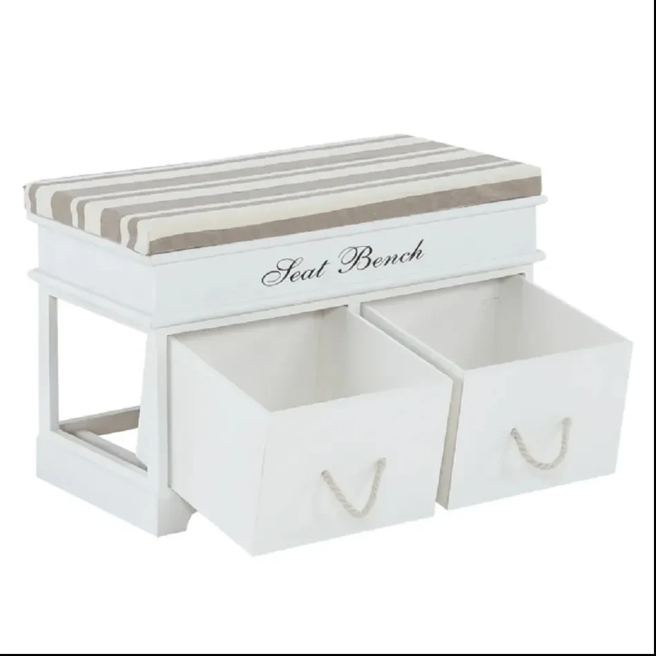 Kondela Lavica s vankúšom, SEAT BENCH 1 NEW, 2 šuplíky, biela/svetlohnedá