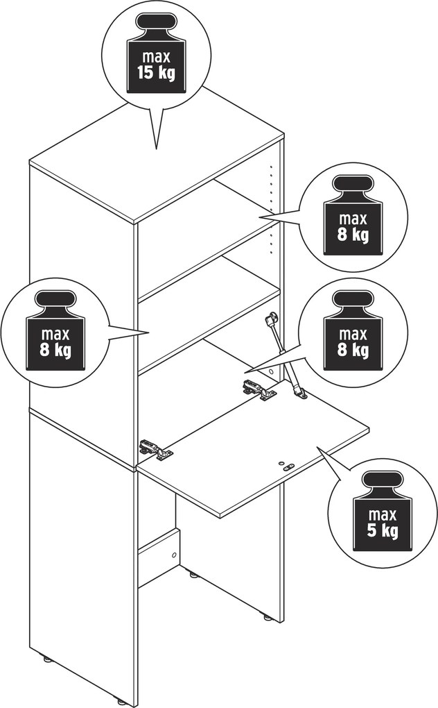 Skrinka na práčku s vyklápacou pracovnou plochou