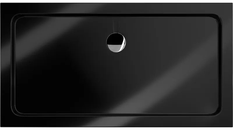 Mexen Slim, obdĺžniková sprchová vanička 130x70x5 cm, čierna, chrómový sifón, 40707013