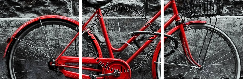 Obraz - Historický bicykel (s hodinami) (90x30 cm)