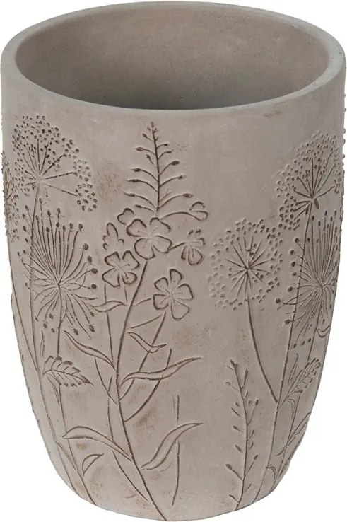 Šedý cementový obal na kvetináč/váza s lúčnymi kvetmi Wildflowers - Ø19*25cm