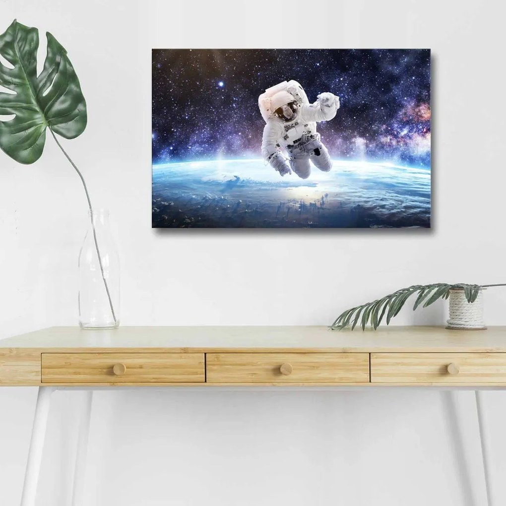 Obraz s LED osvetlením ASTRONAUT VO VESMÍRE 45 x 70 cm