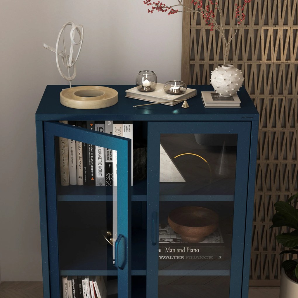 Vitrína GINA, 800 x 1015 x 400 mm, Modern: tmavomodrá farba