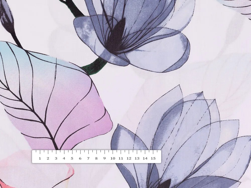 Biante Bavlnený okrúhly obrus Sandra SA-333 Veľké kvety magnólie a kaly Ø 140 cm