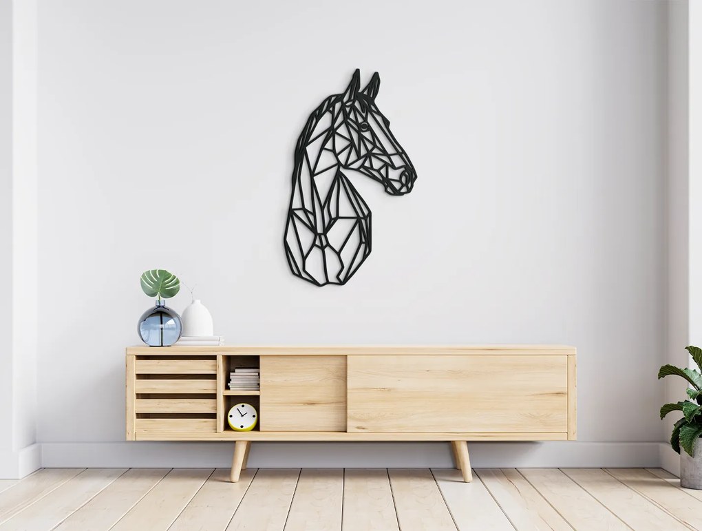 drevko Drevená nálepka na stenu Polygonálny kôň Rozmer obrazu: 44,5 x 27 cm, Farba dekorácie: Čierna