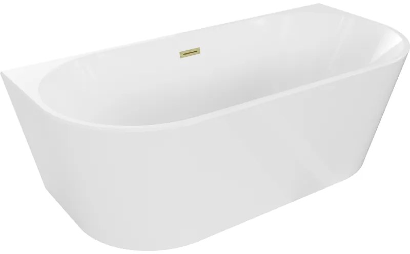 Mexen Oval, voľne stojaca nástenná vaňa 170 x 80 cm, biela, zlatý matný prepad, 52671708000-55