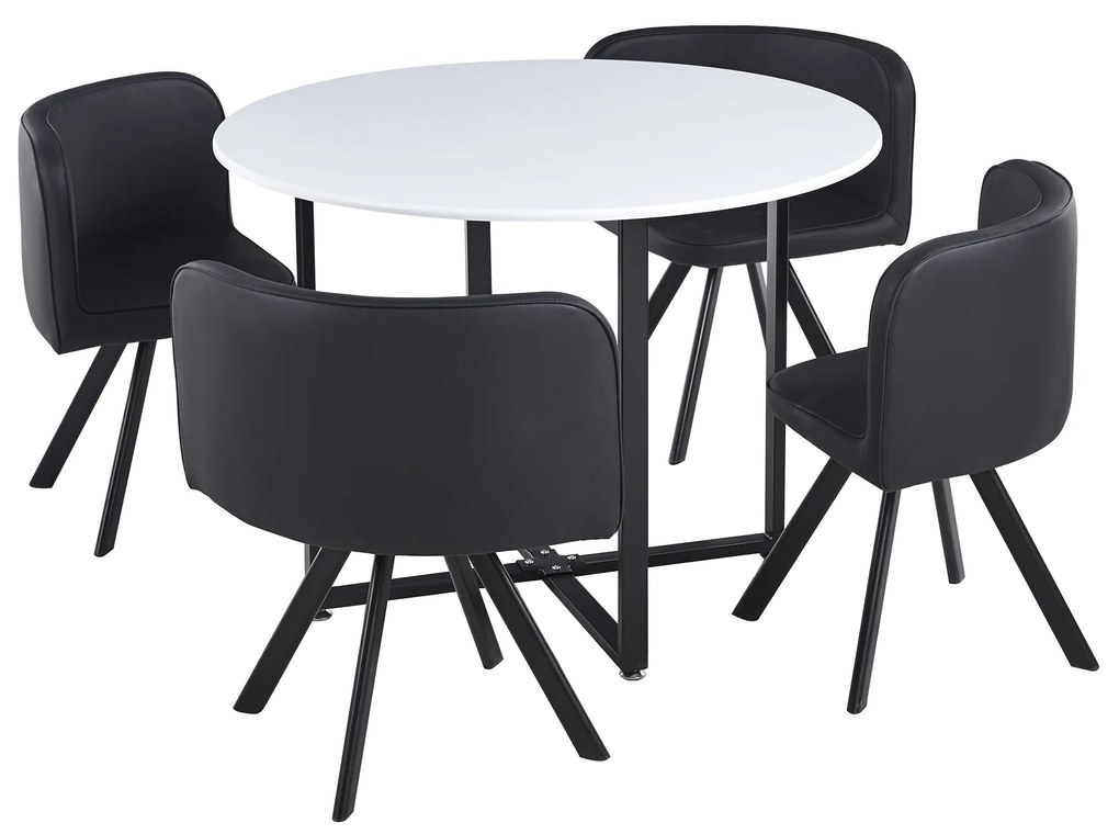 Jedálenský set 1+4, biela/čierna, BEVAN NEW