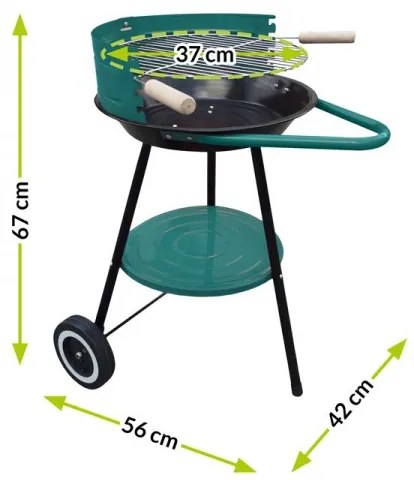 Záhradný gril MIR-276 - čierna / zelená