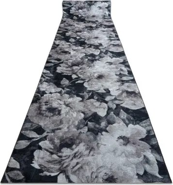 Protišmykový behúň LOTUS BOUQUET 52901 kvety sivý / béžový - hotový rozmer