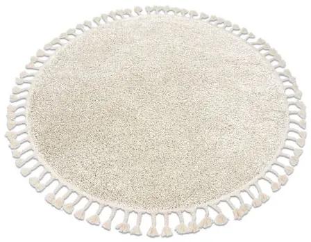 Okrúhly koberec BERBER 9000, krémová - strapce, Berber, Maroko, Shaggy Veľkosť: kruh 120 cm