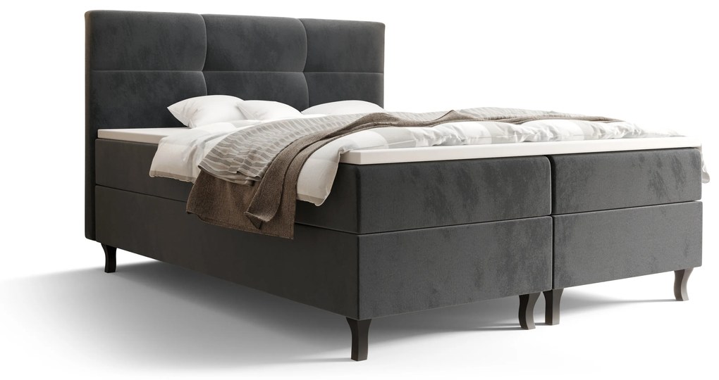 Manželská posteľ  Boxspring 140 cm Lumba (tmavosivá) (s matracom a úložným priestorom). Akcia -20%. Vlastná spoľahlivá doprava až k Vám domov. 1046670