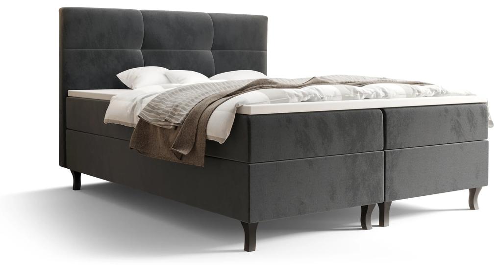 Manželská posteľ Boxspring 160 cm Lumba (tmavosivá) (s matracom a úložným priestorom). Vlastná spoľahlivá doprava až k Vám domov. 1046678