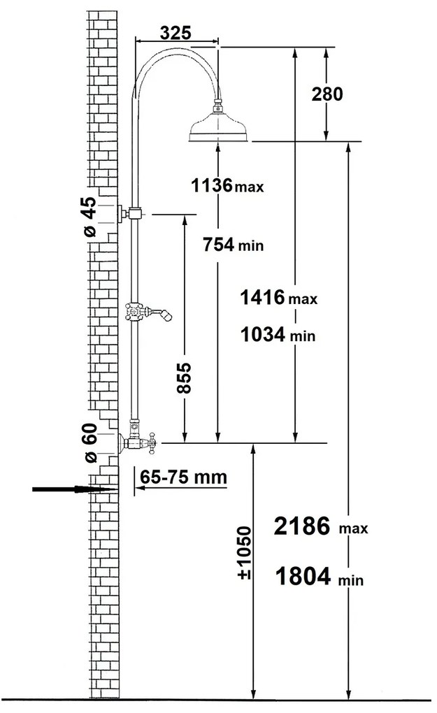 Sapho Sapho, ANTEA sprchový stĺp k napojeniu na batériu, hlavová a ručná sprcha, chróm, SET031