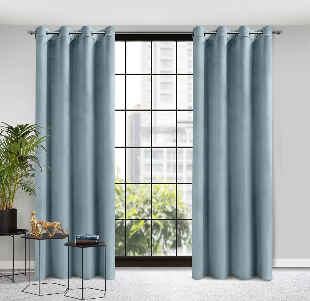 ZATEMŇOVACÍ ZÁVES NA KRÚŽKOCH ROSA 140X250 CM MODRÁ