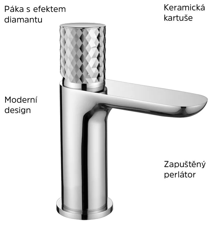 Mereo Mereo, Umývadlová stojanková vysoká batéria,diamant, Viana, bez výpuste, chróm, MER-CBE10102A