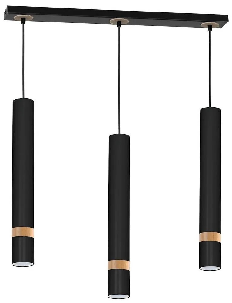 Luster na lanku JOKER BLACK WOOD 3xGU10/8W/230V