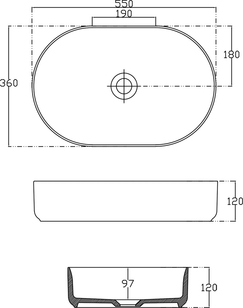 Isvea Isvea, INFINITY OVAL keramické umývadlo na dosku, 55x36cm, terracotta, 10NF65055-2U