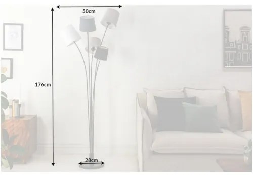 Stojaca lampa 40745 Levels 176cm Čierna, Šedá, Biela  - Komfort-nábytok