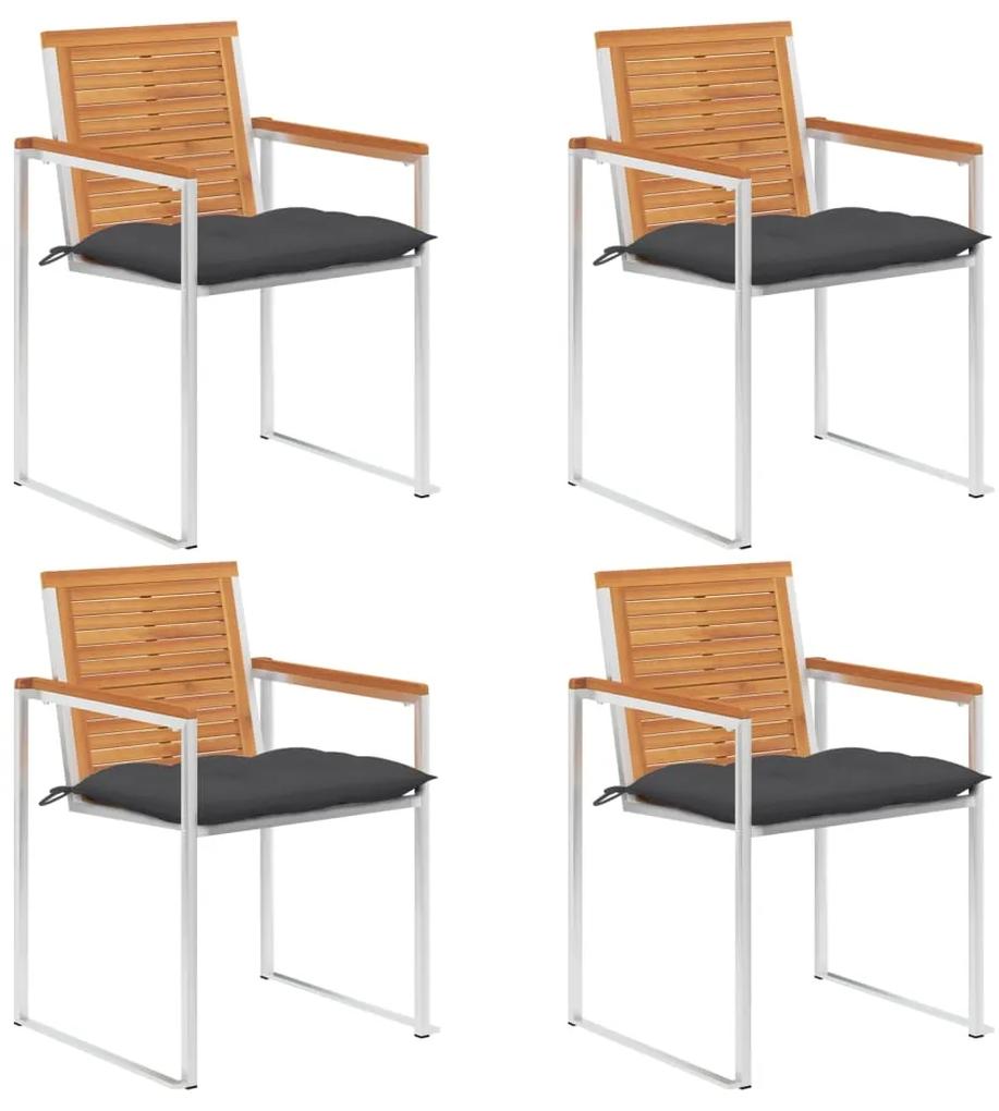 Záhradné stoličky 4 ks s podložkami akáciový masív 3078485