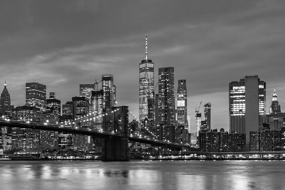 Samolepiaca fototapeta čiernobiely most v Brooklyne - 150x100