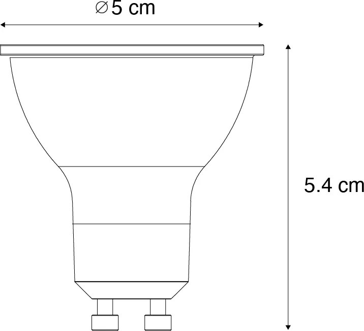 Sada 5 stmievateľných LED žiaroviek GU10 50mm čírych 2.5W 450 lm 4000K