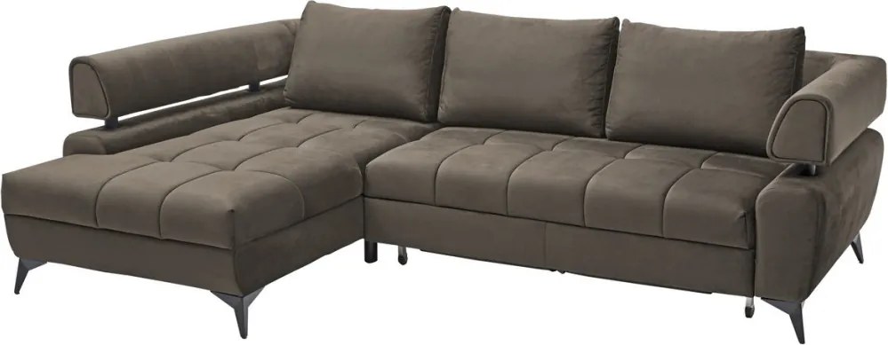Rohová sedacia súprava Paris, blatistá hnedá látka, ľavý roh